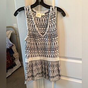 Anthropologie Black and White Patterned Tank Top